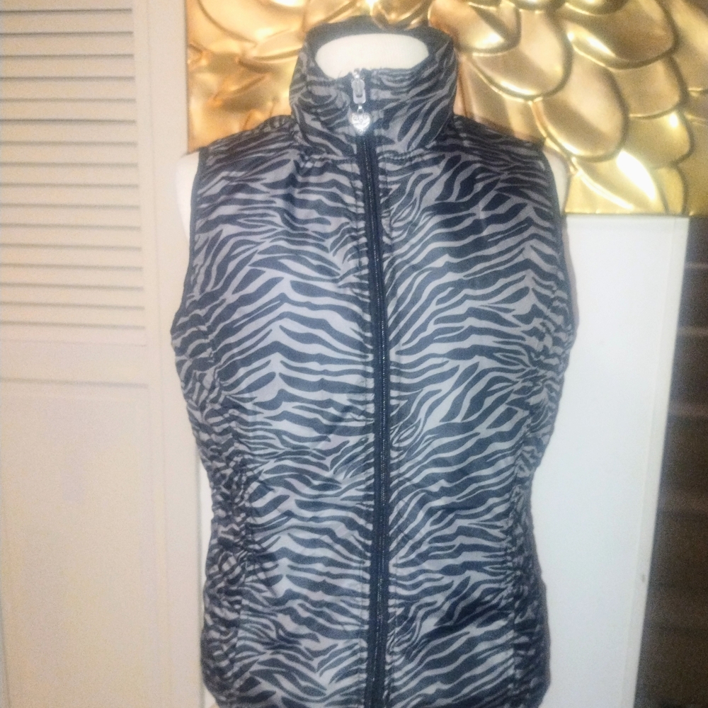 Three Hearts Black and Gray Zebra Vest